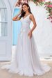 Apricot Tulle Sweep Train A Line Wedding Dress with Lace on Sale