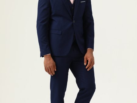 3 Pieces Navy Blue Slim Fit Casual Tuxedo Suits on Sale