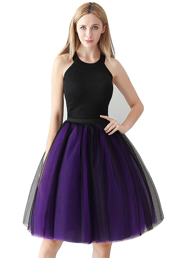 Two-Color Stitching 7-layer Mesh Tulle Tutu Skirt Online