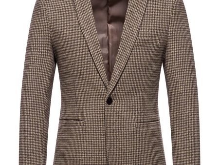 Khaki Plaid One Button Men s Blazer For Sale