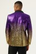 Sparkly Purple and Golden Sequins Men s Prom Blazer Fashion