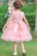 Pink A Line Appliques Sleeveless Round Neck Girls Dresses Online Hot Sale