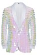 Sparkly White Shawl Lapel Sequins Men s Blazer Discount