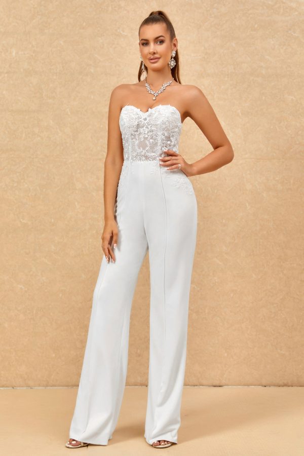 Sweetheart Ivory Wedding Jumpsuits with Lace For Sale