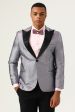 Glitter Grey Peak Lapel Men s Prom Blazer For Discount