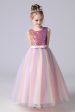 A-Line Sparkly Pink Sequins Kids Girls  Dress with Bows Cheap