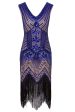 1920s Vintage Royal Blue Sequins Flapper Dress Discount