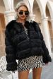 Grey Shawl Lapel Cropped Women Faux Fur Coat Discount