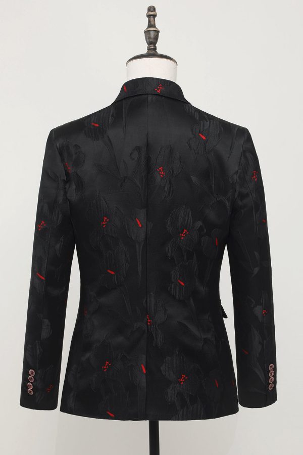 Notched Lapel Single Breasted Black Blazer Discount