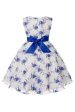 Blue Embroidery Lace Girls  Dress with Bowknot Hot on Sale