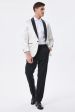 Sparkly White Floral Embroidered Shawl Lapel Men s Blazer Cheap