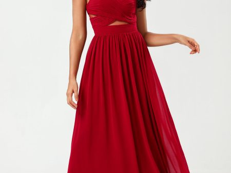 Epitome of Romance A Line Sweetheart Burgundy Long Bridesmaid Dress with Keyhole Online now