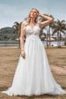 Sparkly Tulle Beaded Ivory Long A Line Wedding Dress Online Sale