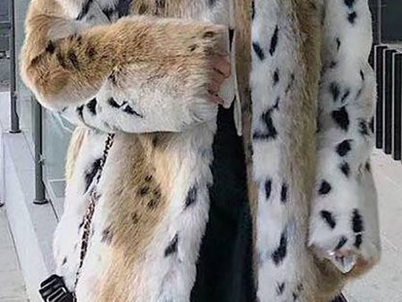 Khaki Print Long Faux Fur Coat For Discount