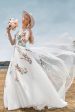 Gorgeous A Line Tulle Long Sleeves Long Ivory Wedding Dress with Embroidery Hot on Sale