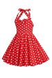 Halter Red Vintage Polka Dot 50 s Girls Dress with Bow Online