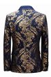 Royal Blue Men s Blazer With Golden Jacquard Cheap