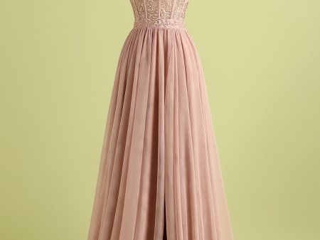 Pink Split Front Spaghetti Straps Prom Dress on Sale