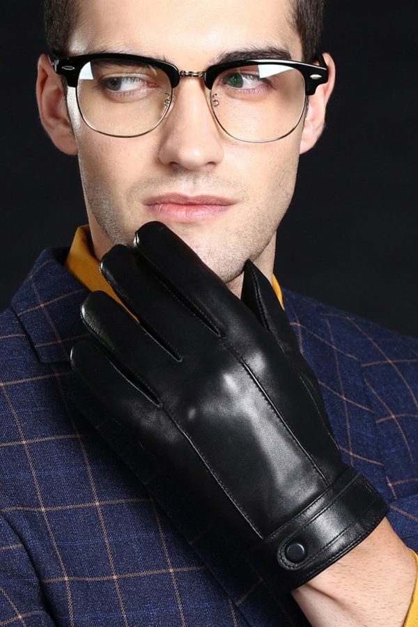 Brown Full-Hand Leather Gloves For Men on Sale