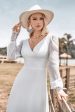 Ivory Boho Simple Sheath Long Sleeves Wedding Dress with Lace Online Sale