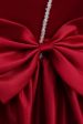 Burgundy Satin Girl Dress with Bow Cheap