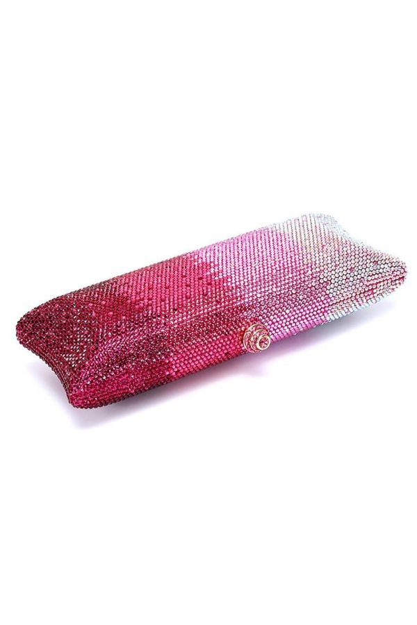 Fuchsia Ombre Saprkly Sequin Evening Clutch Bag For Sale