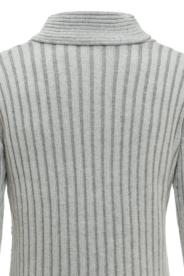 Grey Stand Collar Men s Pullover Sweater Online