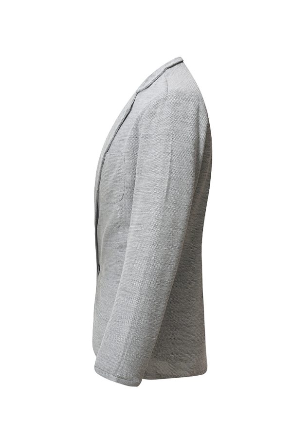 Grey Knitted Notched Lapel Men s Blazer For Cheap