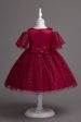 A Line Off the Shoulder Burgundy Tulle Girl Dress Discount