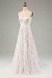 White A Line Sweetheart Sweep Train Corset Wedding Dress with Applique Lace Online Sale