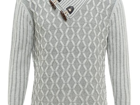 Grey Stand Collar Men s Pullover Sweater Online