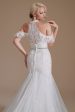 White Mermaid Halter Sweep Train Wedding Dress with Lace Sale