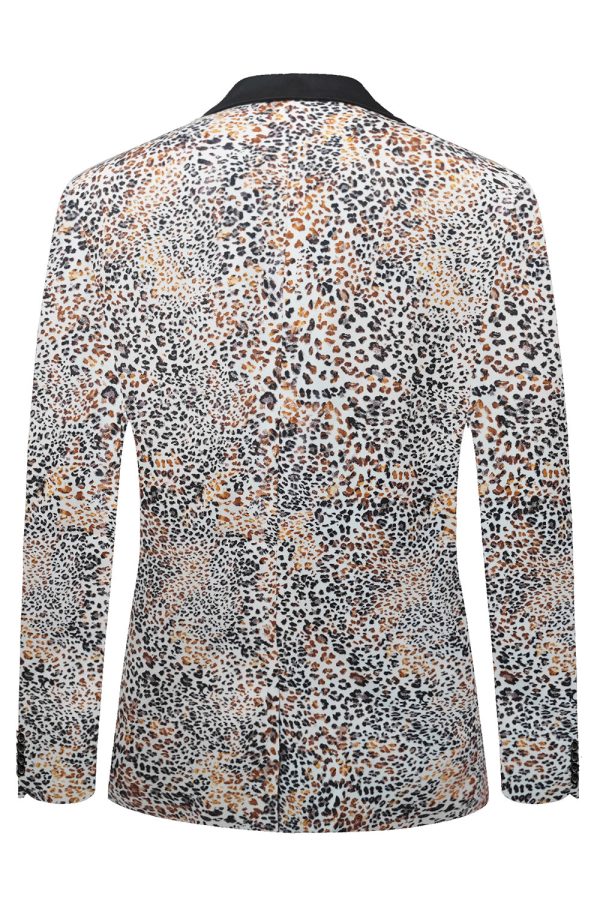 Leopard Printed Notched Lapel Men s Blazer For Cheap