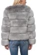 Grey Shawl Lapel Cropped Women Faux Fur Coat Discount