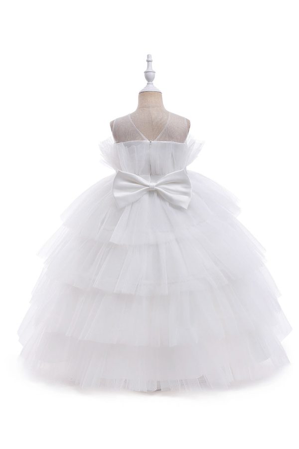 Pink Tulle A Line Flower Girl Dress with Bow on Sale