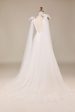 Elegant A Line V Neck Ivory Detachable Watteau Train Tulle Wedding Dress Cheap