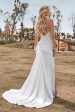 Ivory Boho Satin Simple Mermaid Wedding Dress with Slit Discount