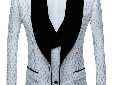 Biege Dots Jacquard 2 Piece Men s Prom Suits Supply