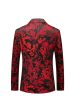 Red Notched Lapel Jacquard Prom Blazer Hot on Sale