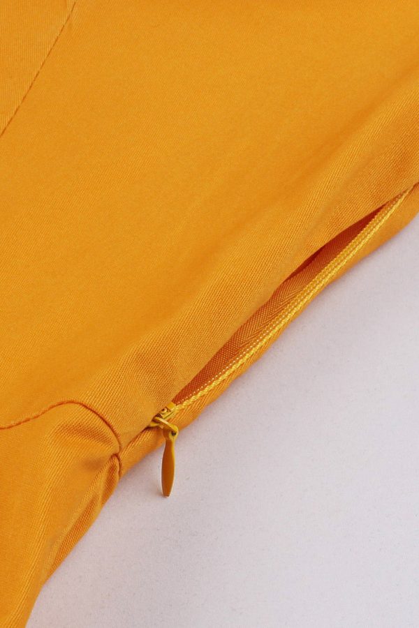 Yellow Swing V Neck Vintage Dress With Short Sleeves For Discount