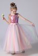 A-Line Sparkly Pink Sequins Kids Girls  Dress with Bows Cheap