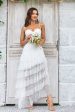 Ivory Lace Asymmetrical Detachable Train Boho Wedding Dress Fashion