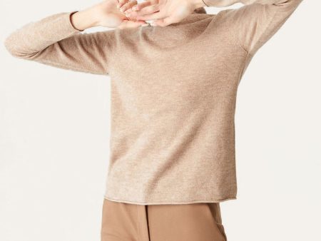 Khaki Cropped Turtleneck Wool Sweater Online