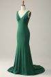 Mermaid V Neck Green Long Formal Dress with Beading Online now