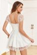 A Line Square Neck White Graduation Dress with Lace Fashion