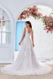 Apricot Tulle Sweep Train A Line Wedding Dress with Lace on Sale