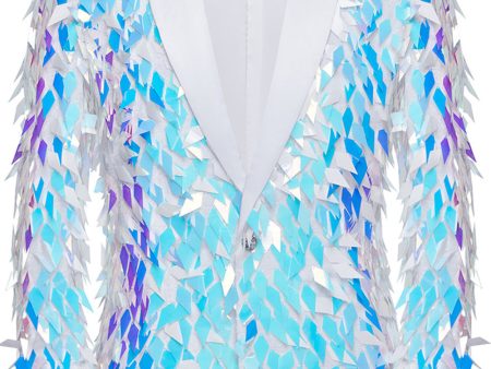 Sparkly Sequins White Shawl Lapel Men s Blazer Online