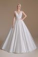 White A-Line V-Neck Wedding Dress with Lace Online Hot Sale