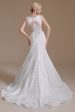 White Mermaid Cap Sleeves Bridal Dress with Lace For Cheap