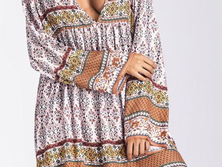 Floral Print Short Boho Dress Hot on Sale